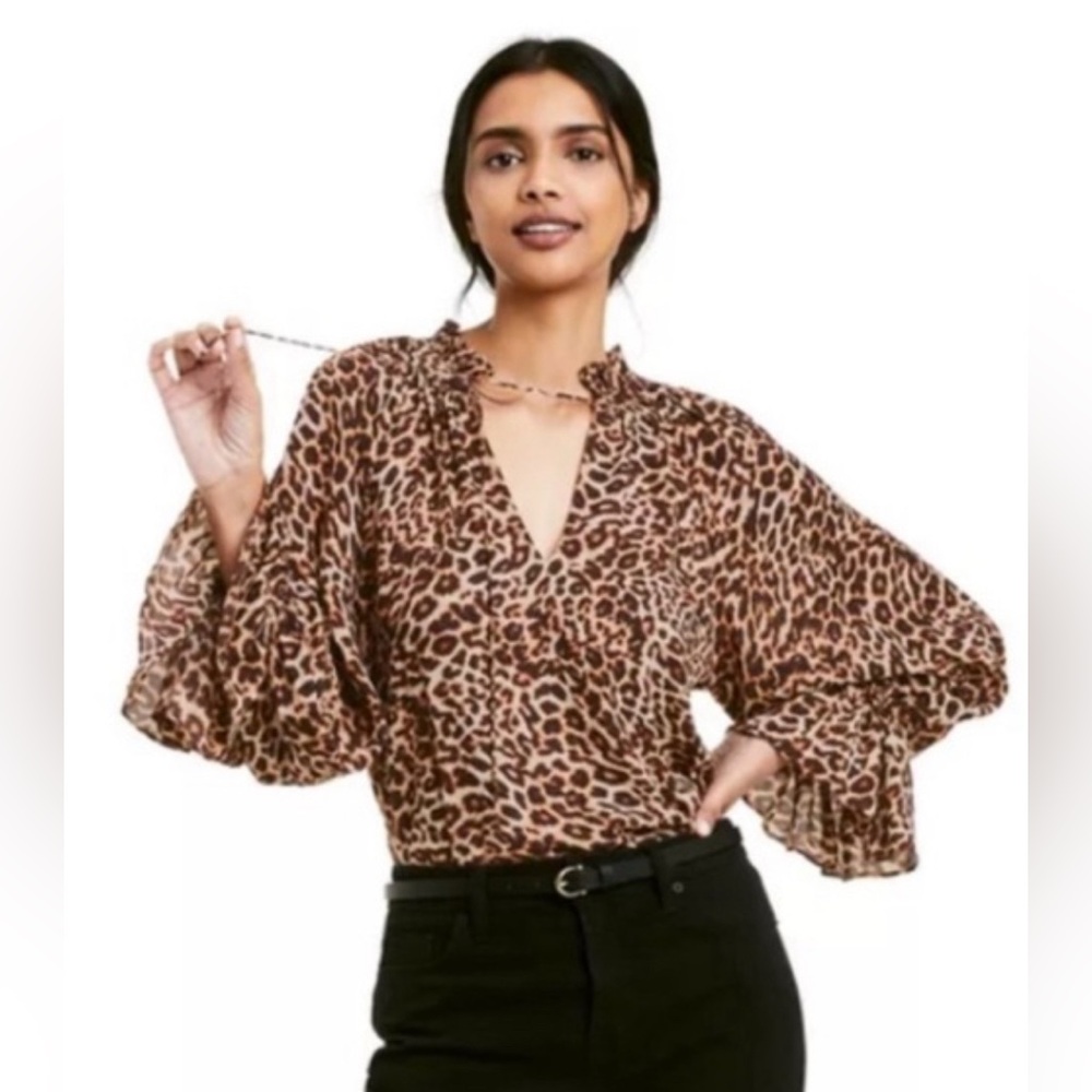 Nili Lotan Medium Shirt Leopard Print Sheer Acadia Target Blouse